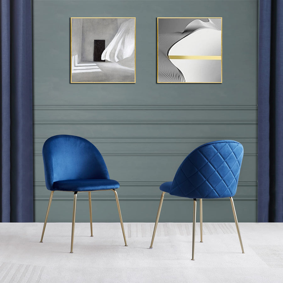 Tanisha Dining Chair - Set of 2, Navy Blue Velvet
