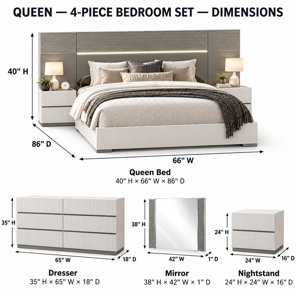 Cecilia White-cream Bedroom Set β Queen & King β product view 9