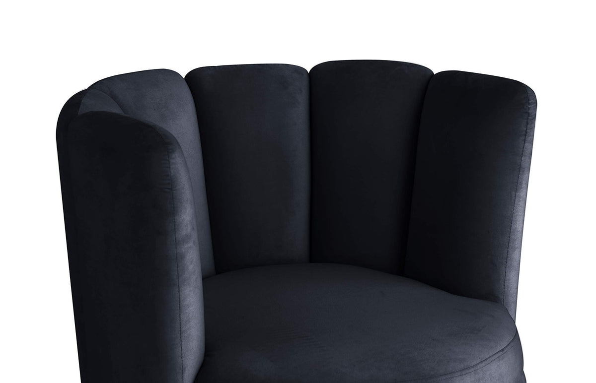 Modern Velvet New Swivel Accent Chair in Black - room setting