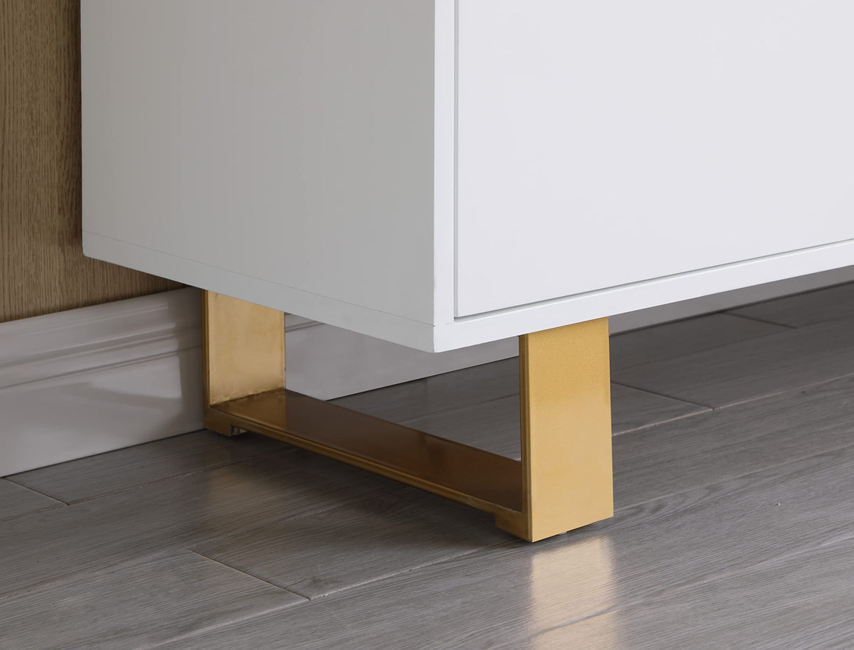 Tyrion White Lacquer Sideboard with Gold Accents - side view - White