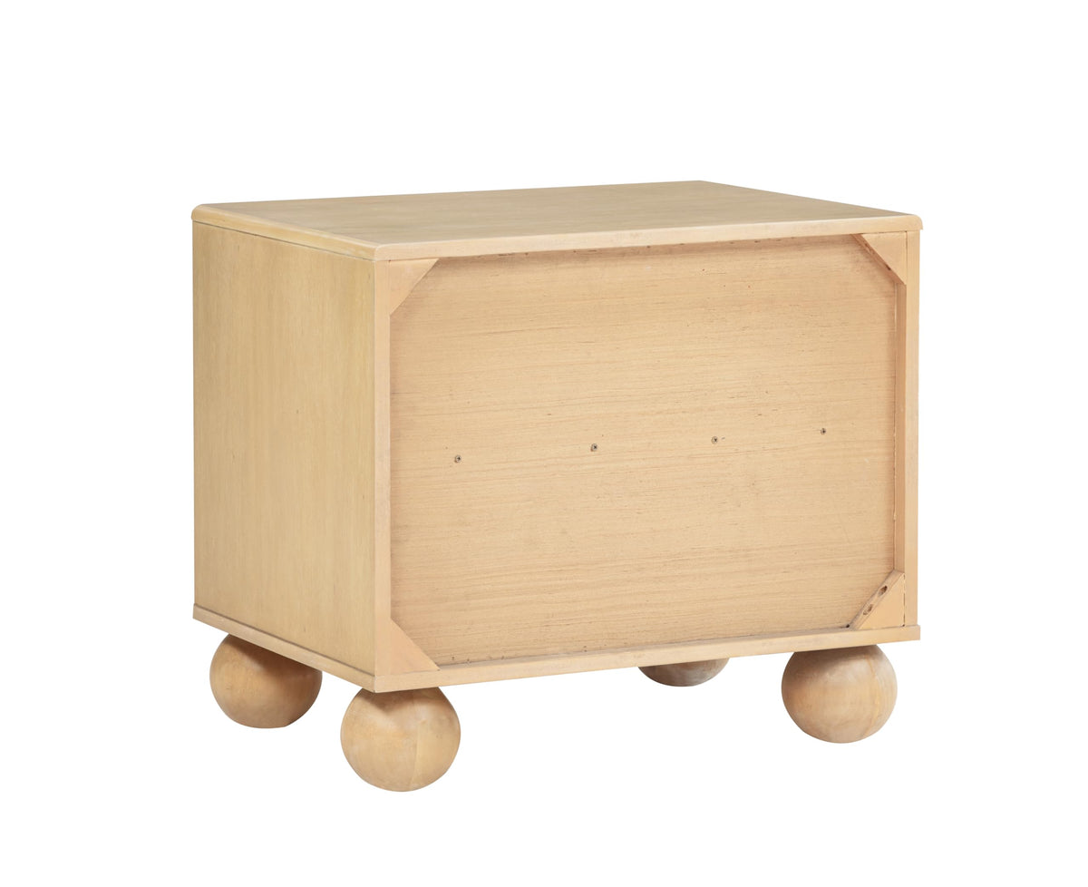 Daplen 22" Scandinavian Modern Nightstand, 2 Drawers in Light Oak - detail view