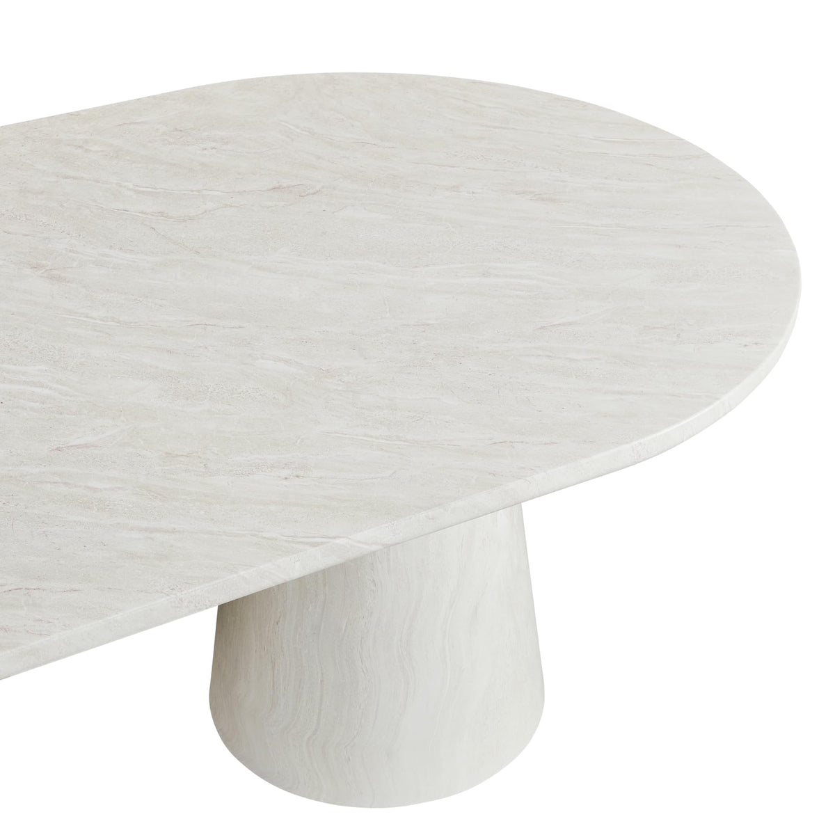 Vyn 78" Modern Oval Dining Table Concrete Tavertine Finish - room setting