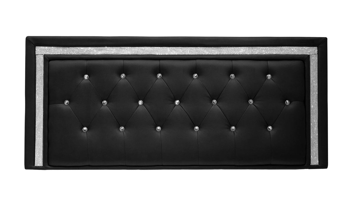 Hope tufted faux leather headboard in black