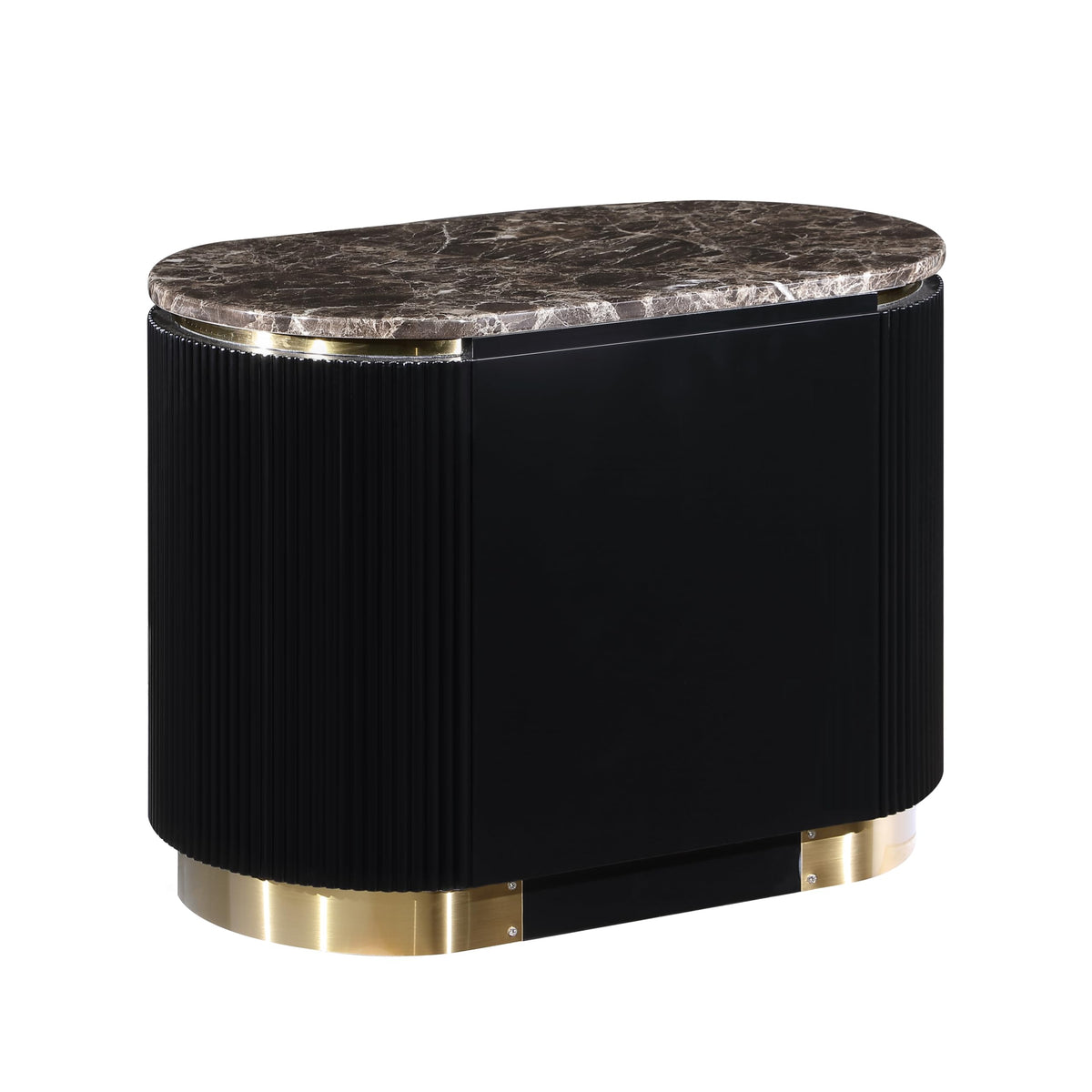 Trandell 22" High Modern Glam Faux Marble Top Nightstand - angle view