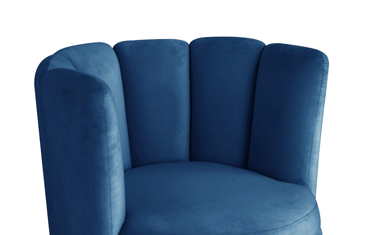 Modern Velvet New Swivel Accent Chair in Navy Blue - back view