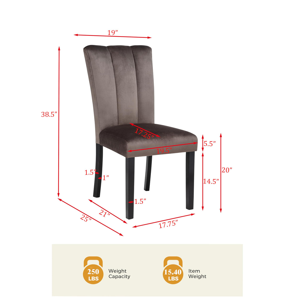 Sheridan Upholstered Velvet Parson Dining Chairs - side view