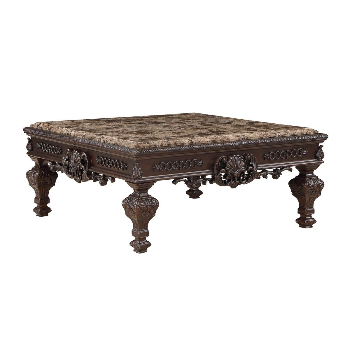 Tuscany 46" Traditional Square Coffee Table - angle view