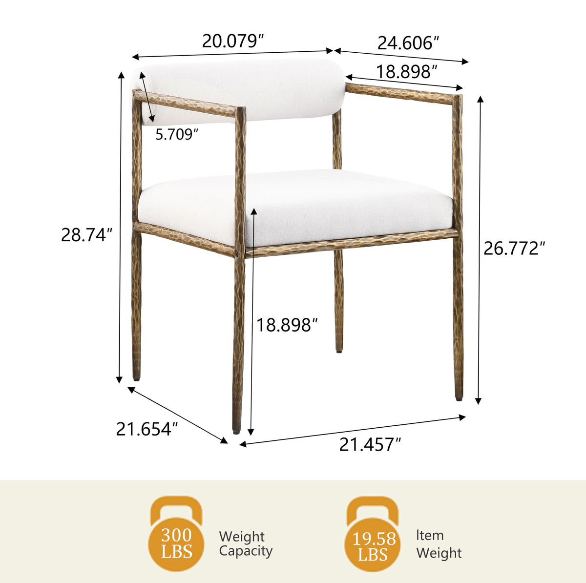 Rocento Modern Industrial Dining Chairs - side view