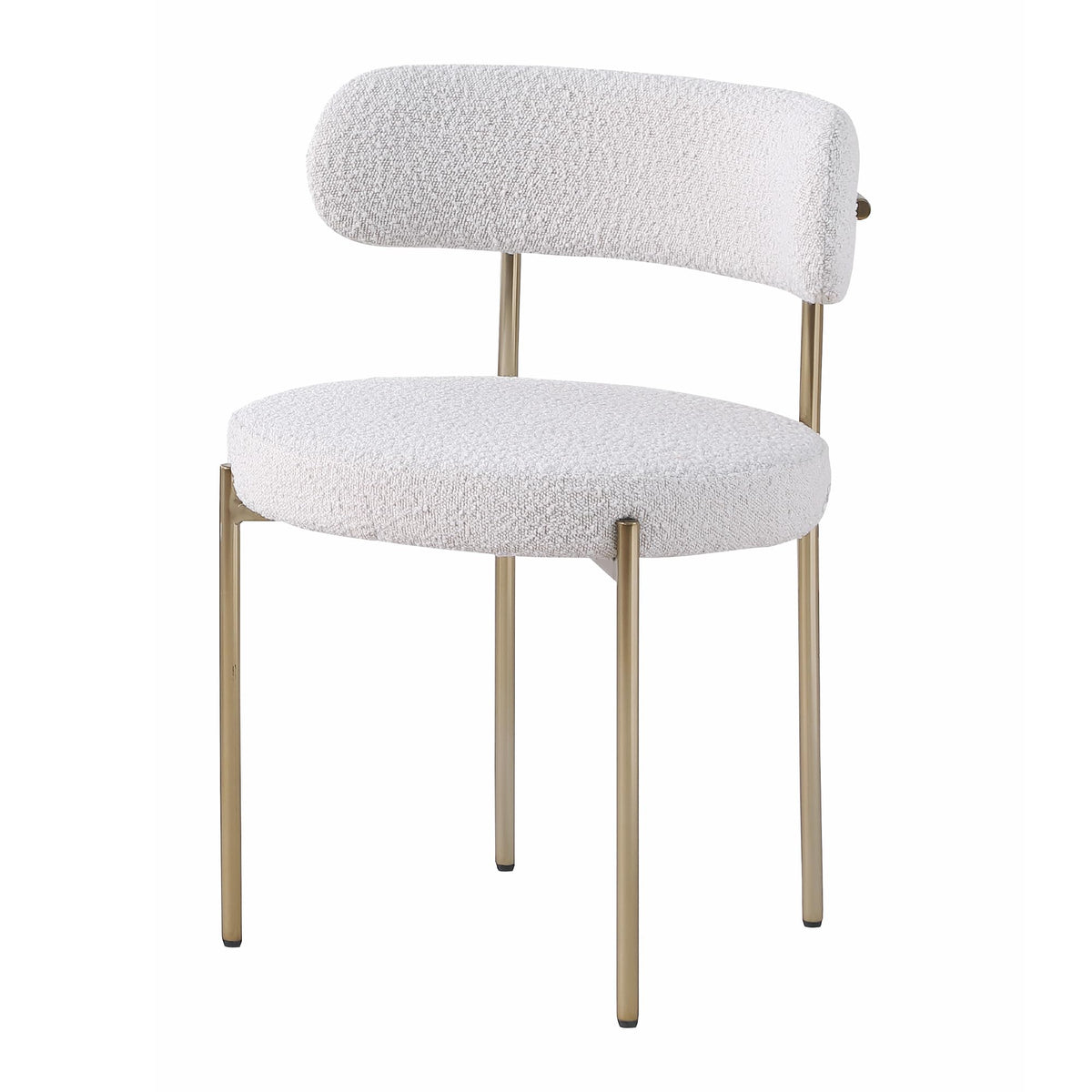 Dobby Contemporary Boucle Fabric Dining Chair with Gold Legs