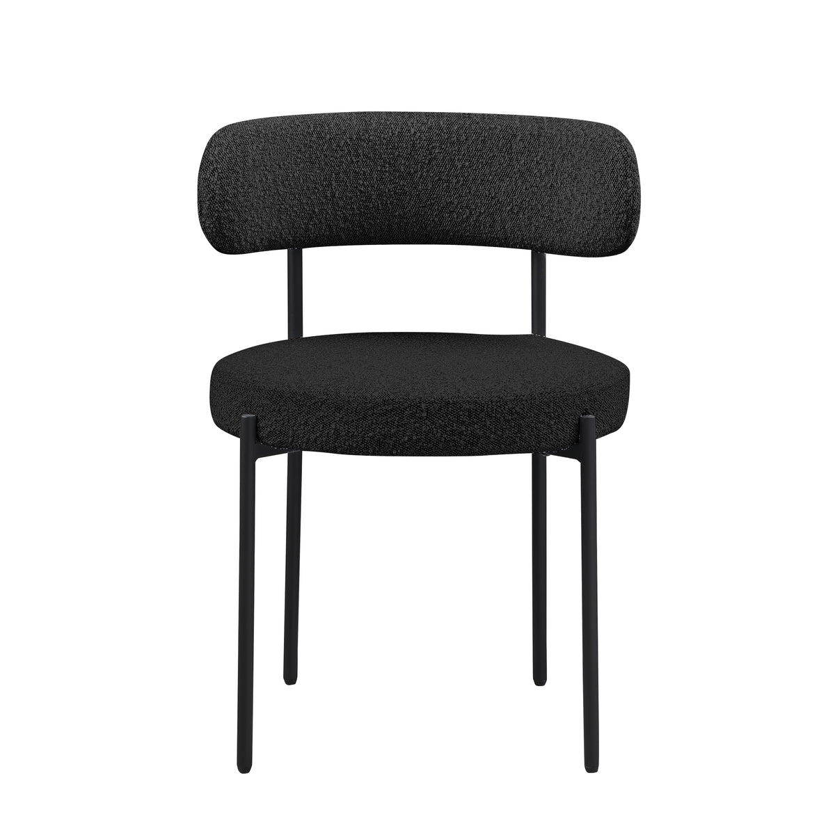Dobby Contemporary Boucle Dining Chair with Matte Black Metal Legs - detail view