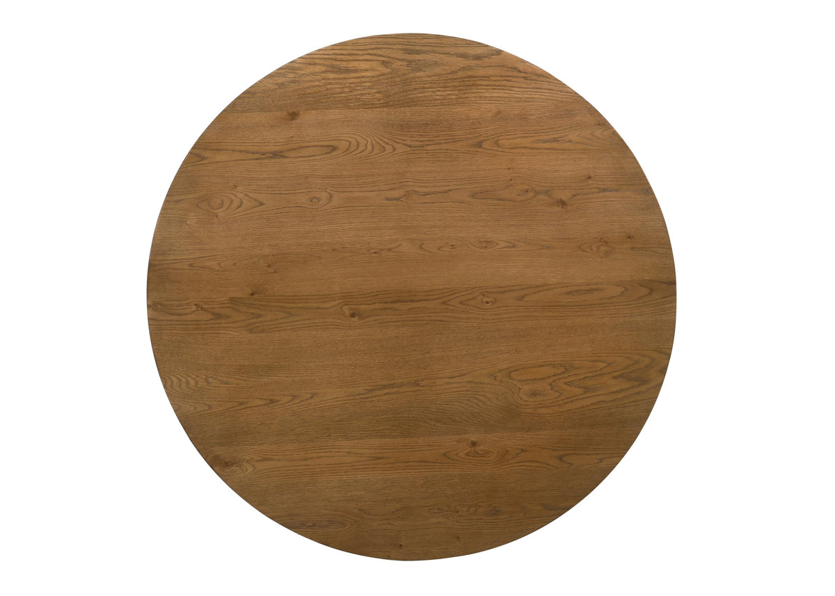 Terra 59" Transitional Round Dining Table with Pedestal Base in Walnut - detail view