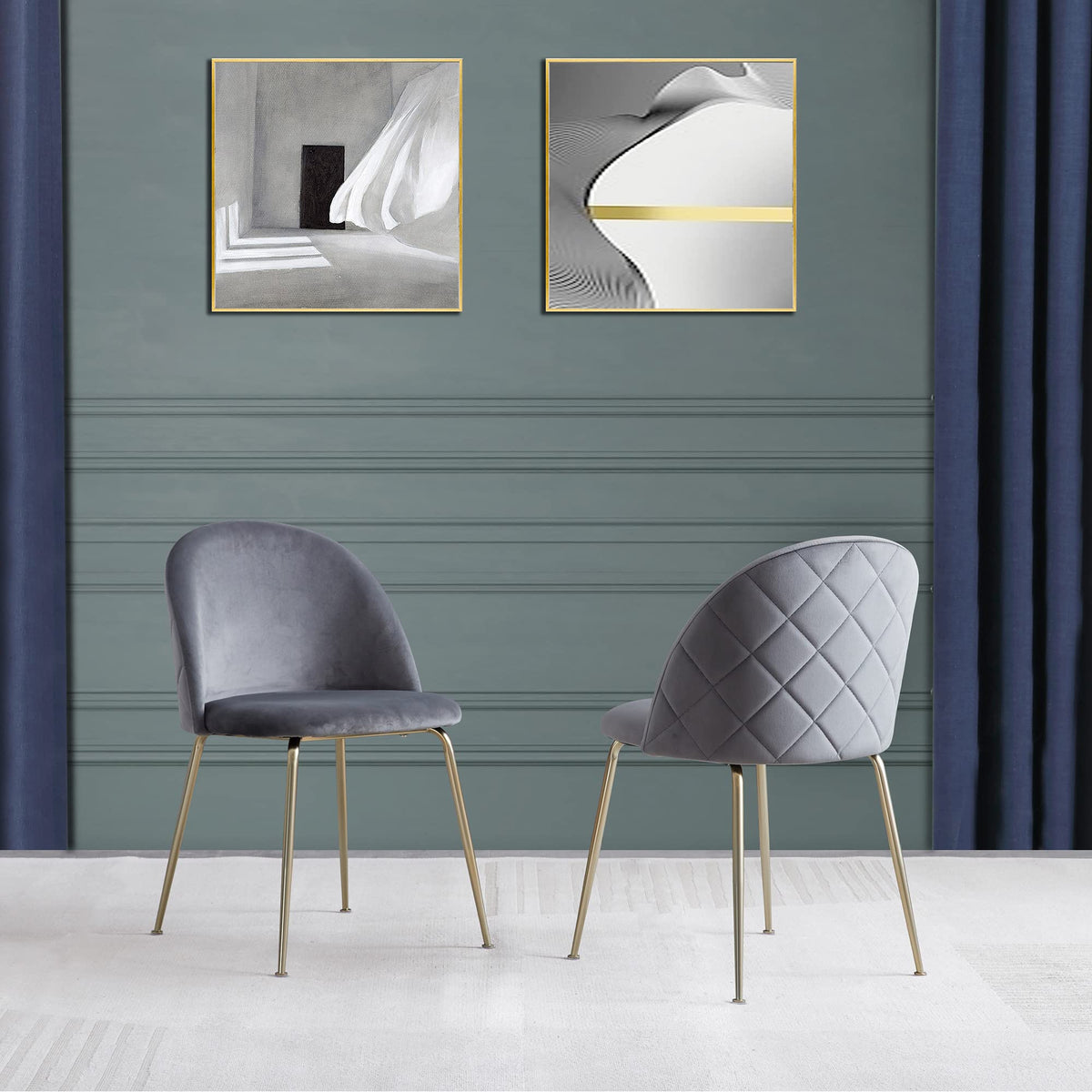 Tanisha Contemporary Dining Chair with Gold Legs - front view