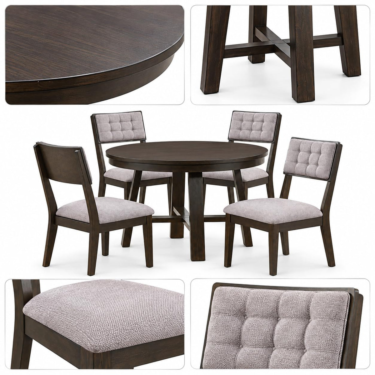 Denver Gray 5-Piece Dining Set — product view 3