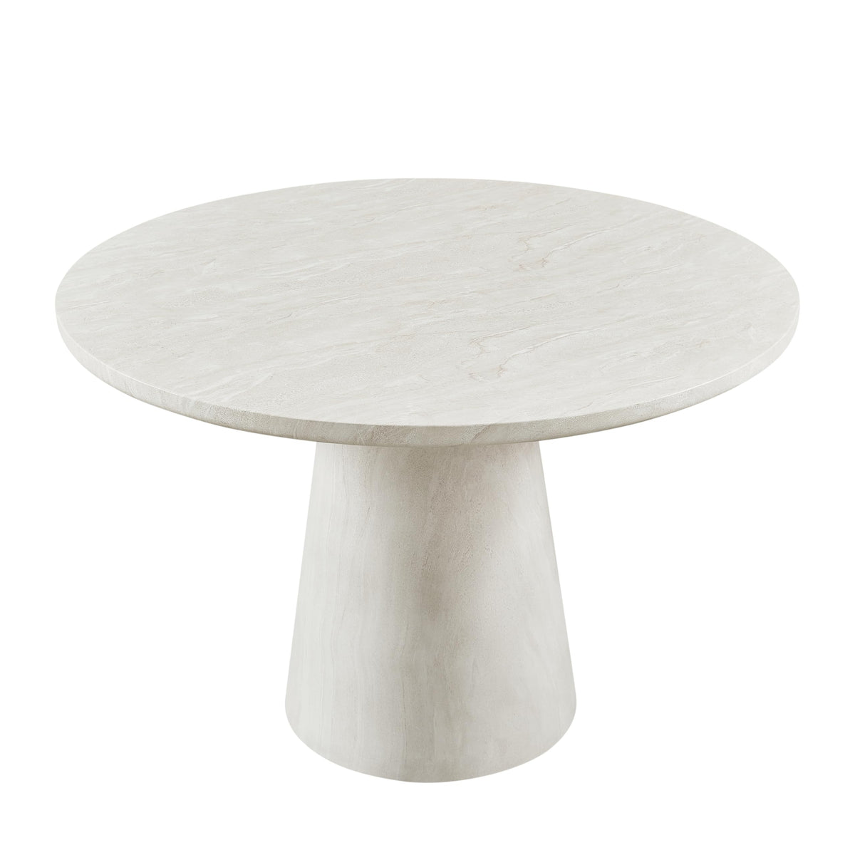 Vyn 48" Modern Round Dining Table Concrete Tavertine Finish - angle view - Cloud