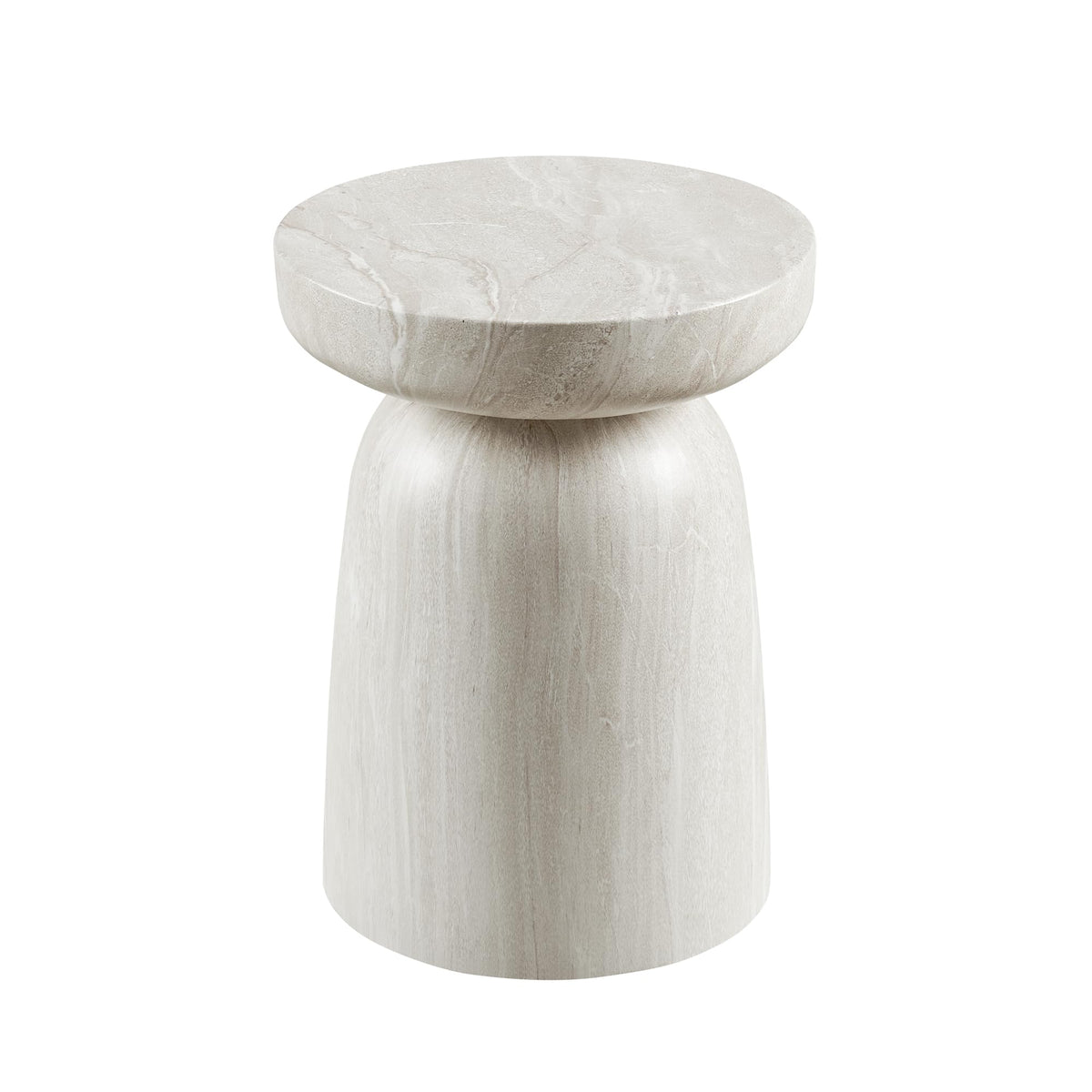 Vyn 14" Modern Round Side Table Concrete Tavertine Finish - detail view