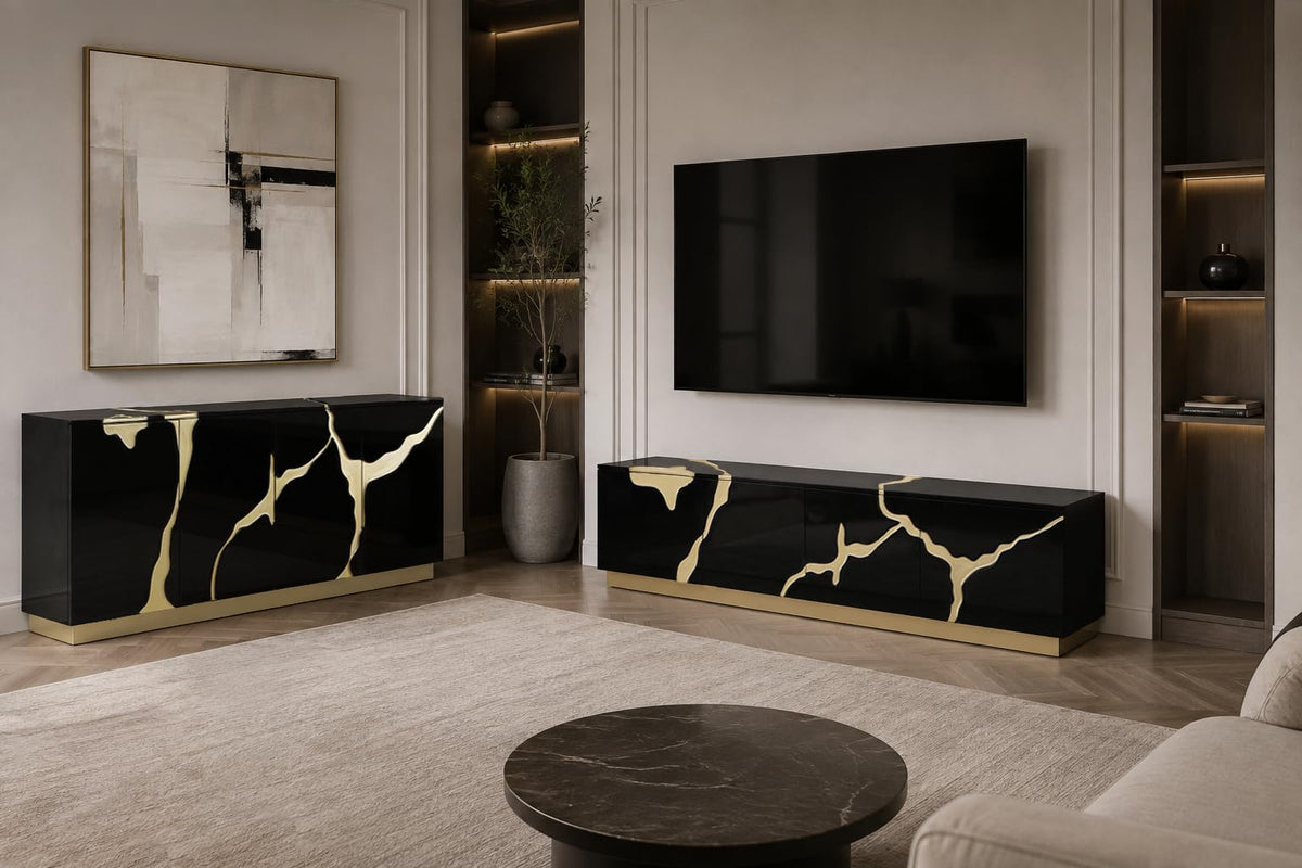 Taylor 66" High Gloss Lacquer Sideboard - side view