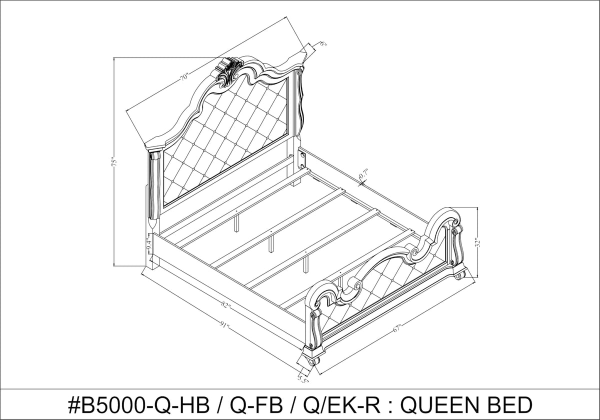 Belvedere 70" Queen Platform Wood Bed Frame - side view