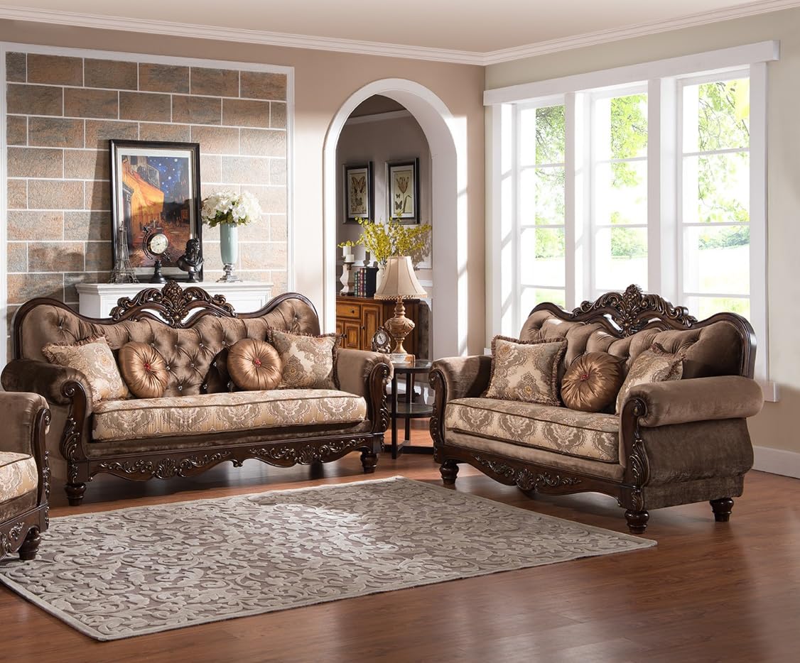 Zoya Cherry Sofa & Loveseat Set — collection view; check selected pieces