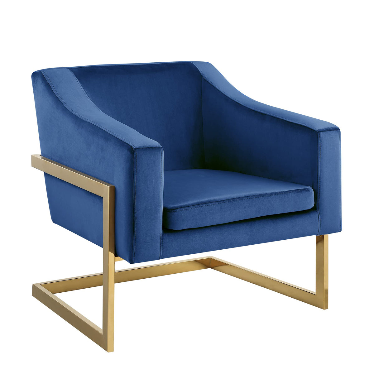 Contemporary Velvet Club Chair in Navy Blue
