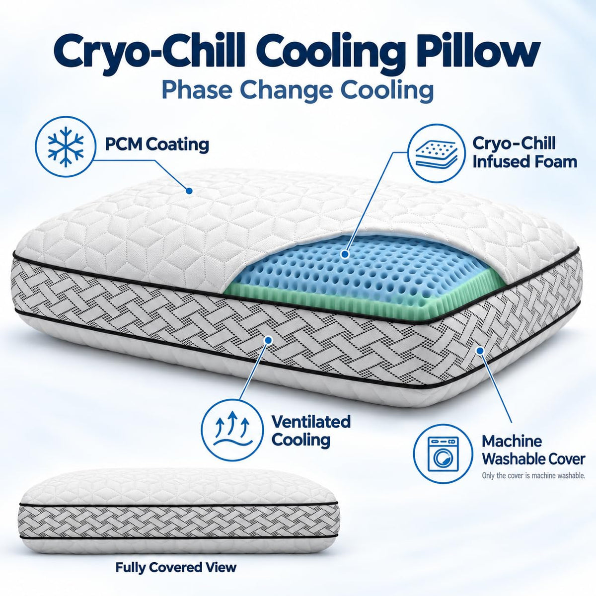 Cryo-Chill Phase Change Cooling Memory Foam Pillow – image 2