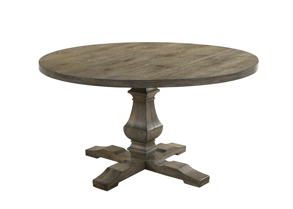 Newark 5-Piece Transitional Round Dining Set, Kitchen or Dining Room Furniture in Reclaimed… - back view