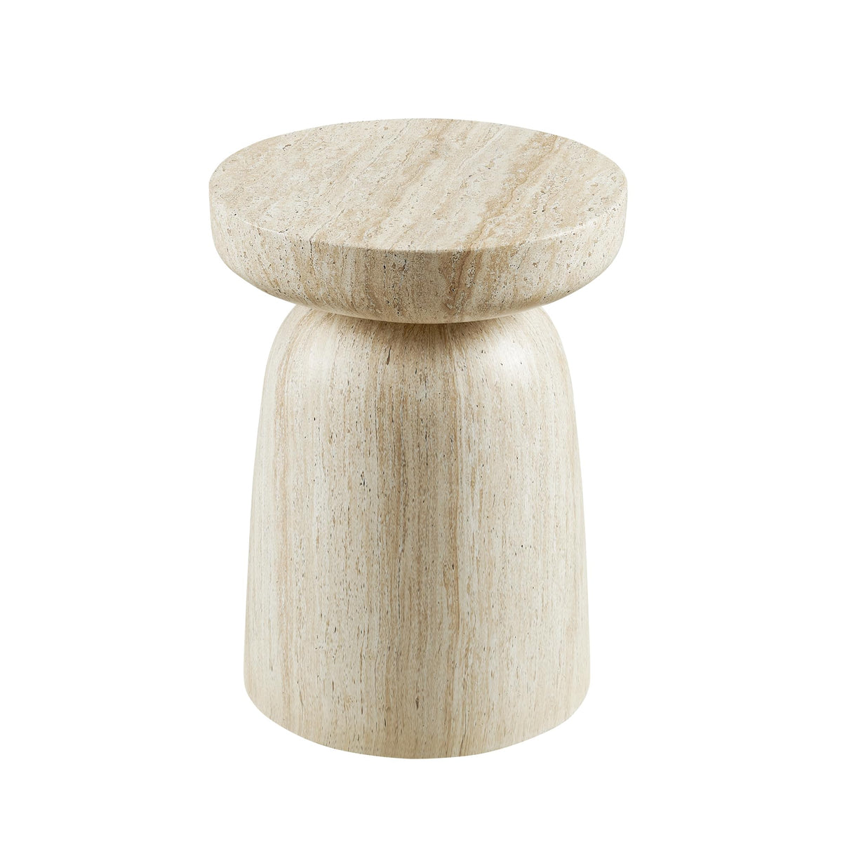 Vyn 14" Modern Round Side Table Concrete Tavertine Finish - detail view