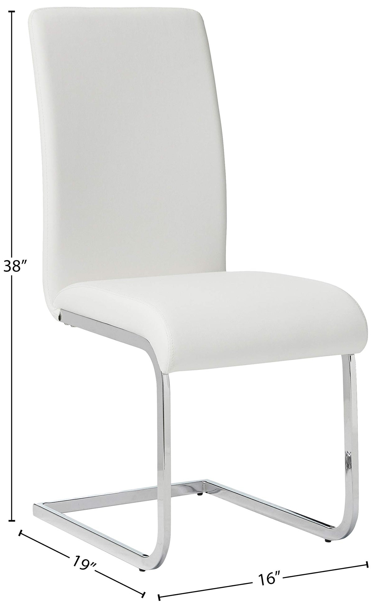 Mirage 5 Pcs Glass Top Modern Dining Set in White - back view