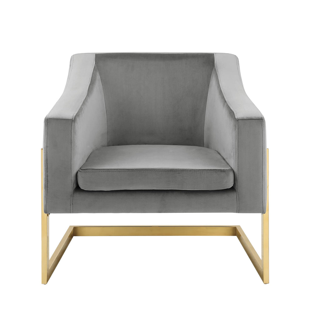 Contemporary Velvet Club Chair in Grey - detail view