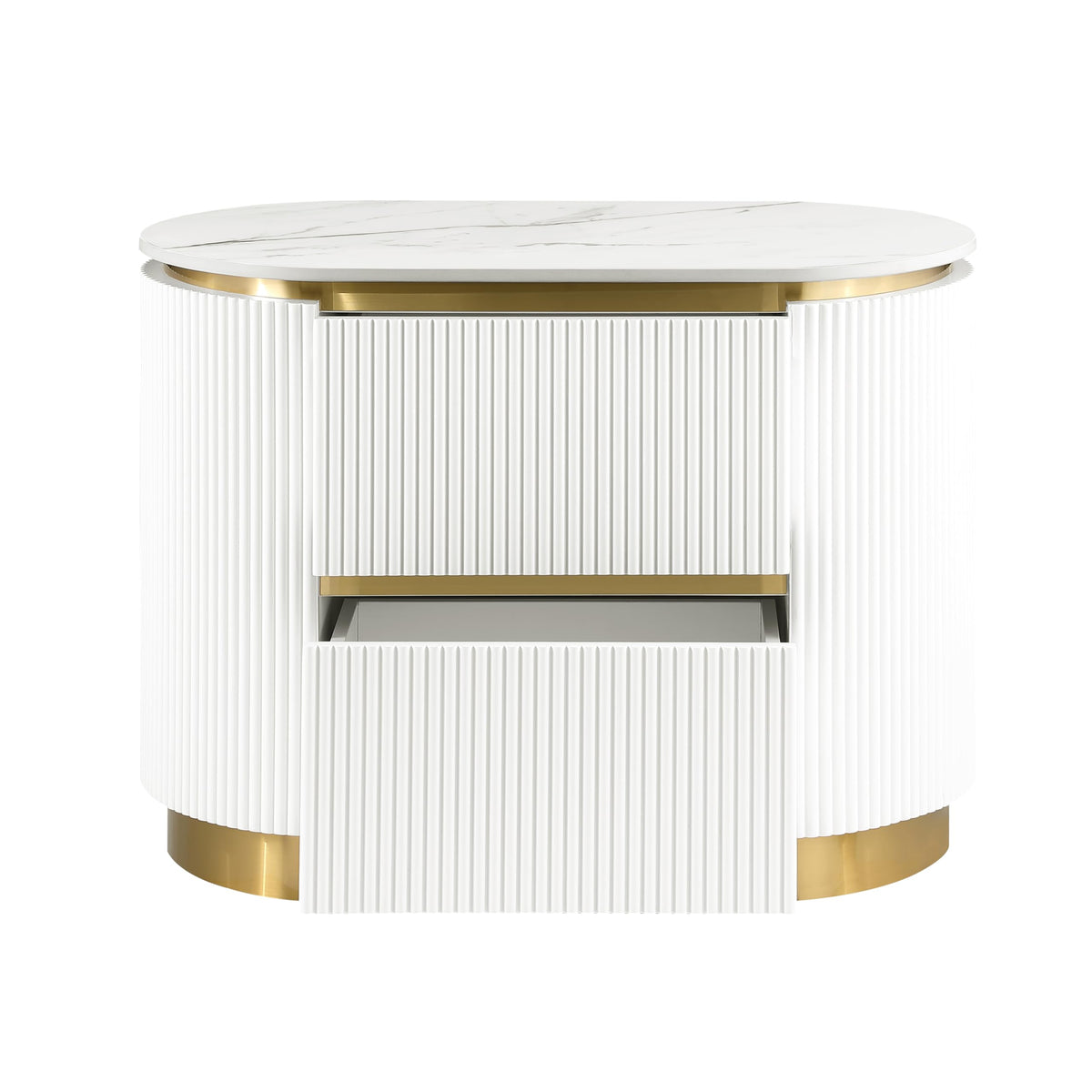 Trandell 22" High Modern Glam Faux Marble Top Nightstand - back view