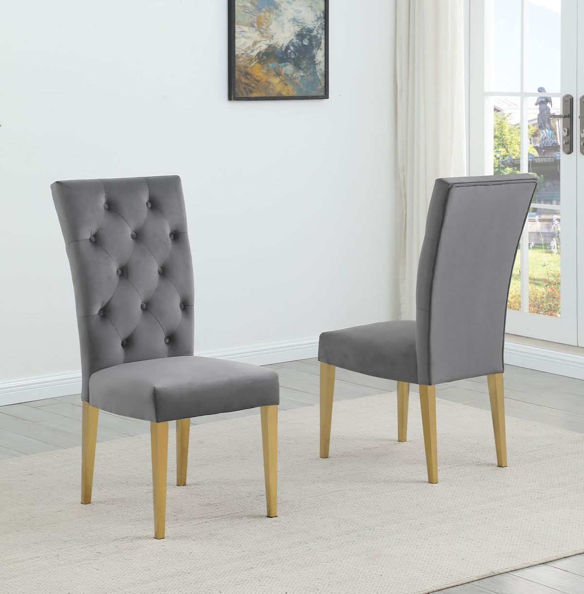 Lexington Modern Velvet Upholstered Dining Side Chairs - front view