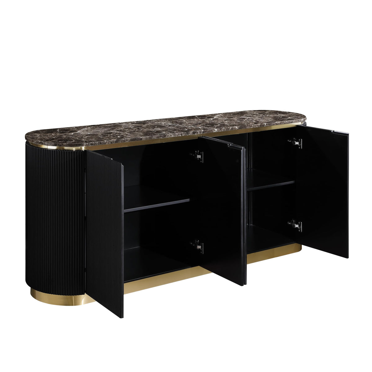 Trandell 70" Modern Glam Faux Marble Top Fully Assembled Sideboard - back view