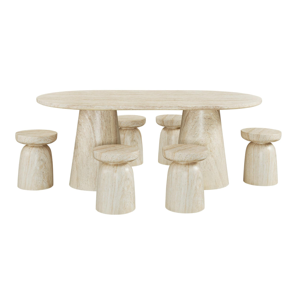 Vyn 78" Modern Oval Dining Table Concrete Tavertine Finish - angle view