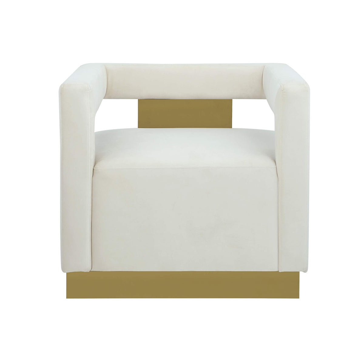 Modern Velvet New Accent Chair in Cream - detail view