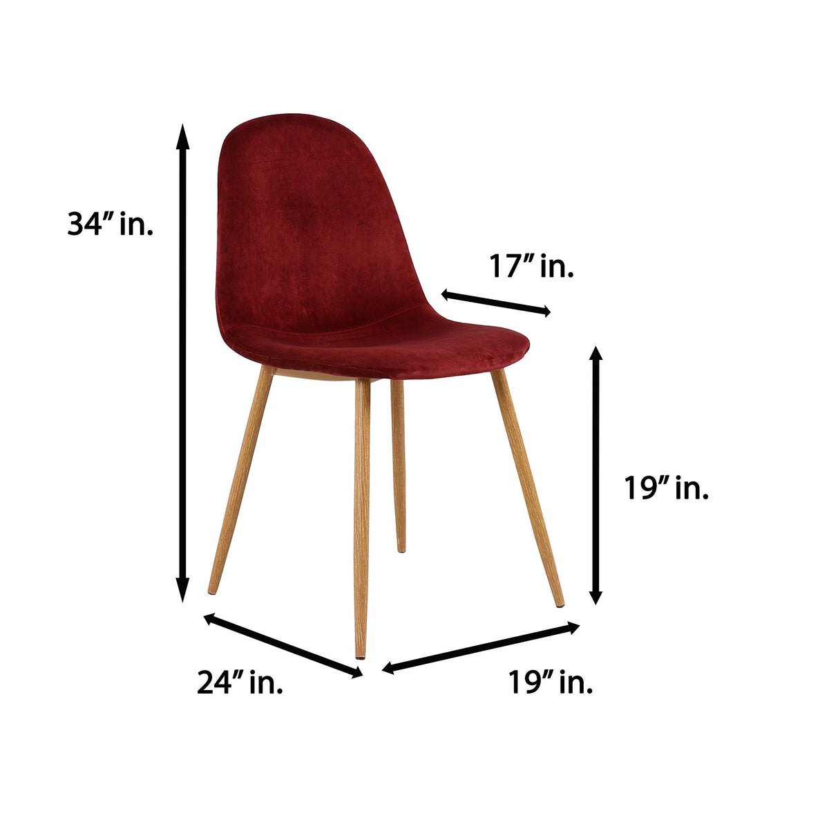 Morgan Velvet Side Chairs - front view - Burgundy