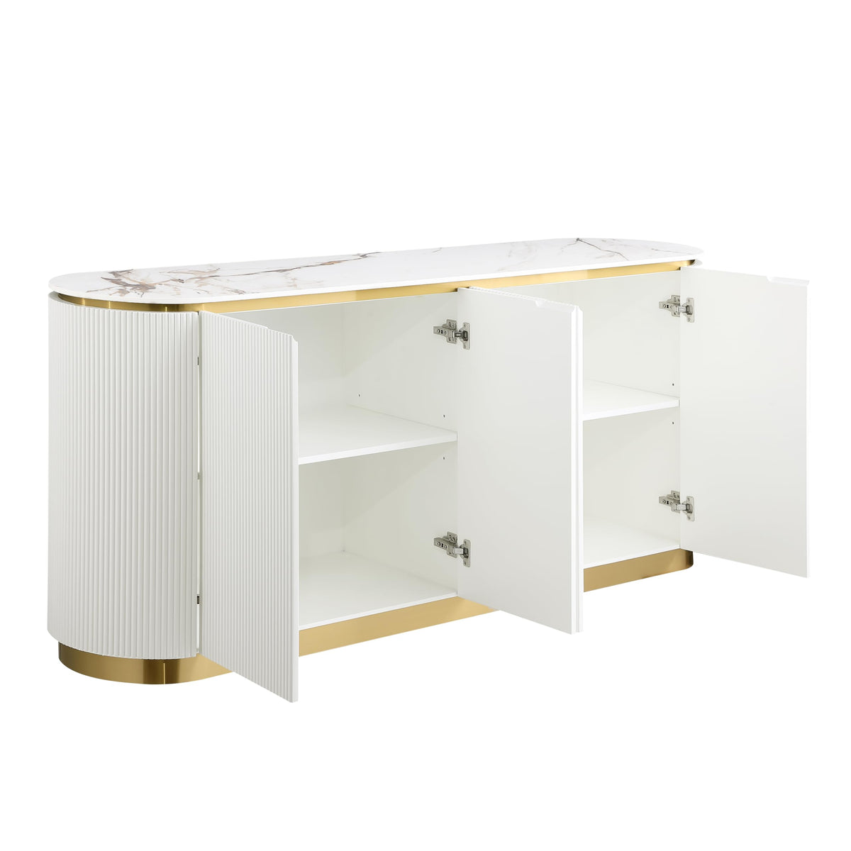 Trandell 70" Modern Glam Faux Marble Top Fully Assembled Sideboard - back view