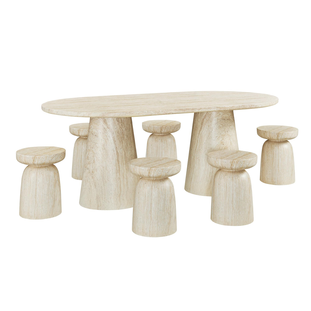 Vyn 14" Modern Round Side Table Concrete Tavertine Finish - back view