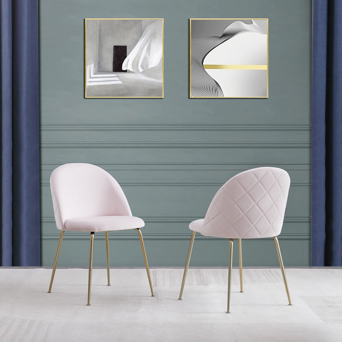 Tanisha Contemporary Dining Chair with Gold Legs - front view
