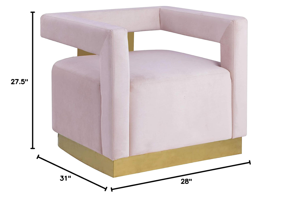 Hayes Tufted Modern Glam Velvet Accent Chair in Pink - side view