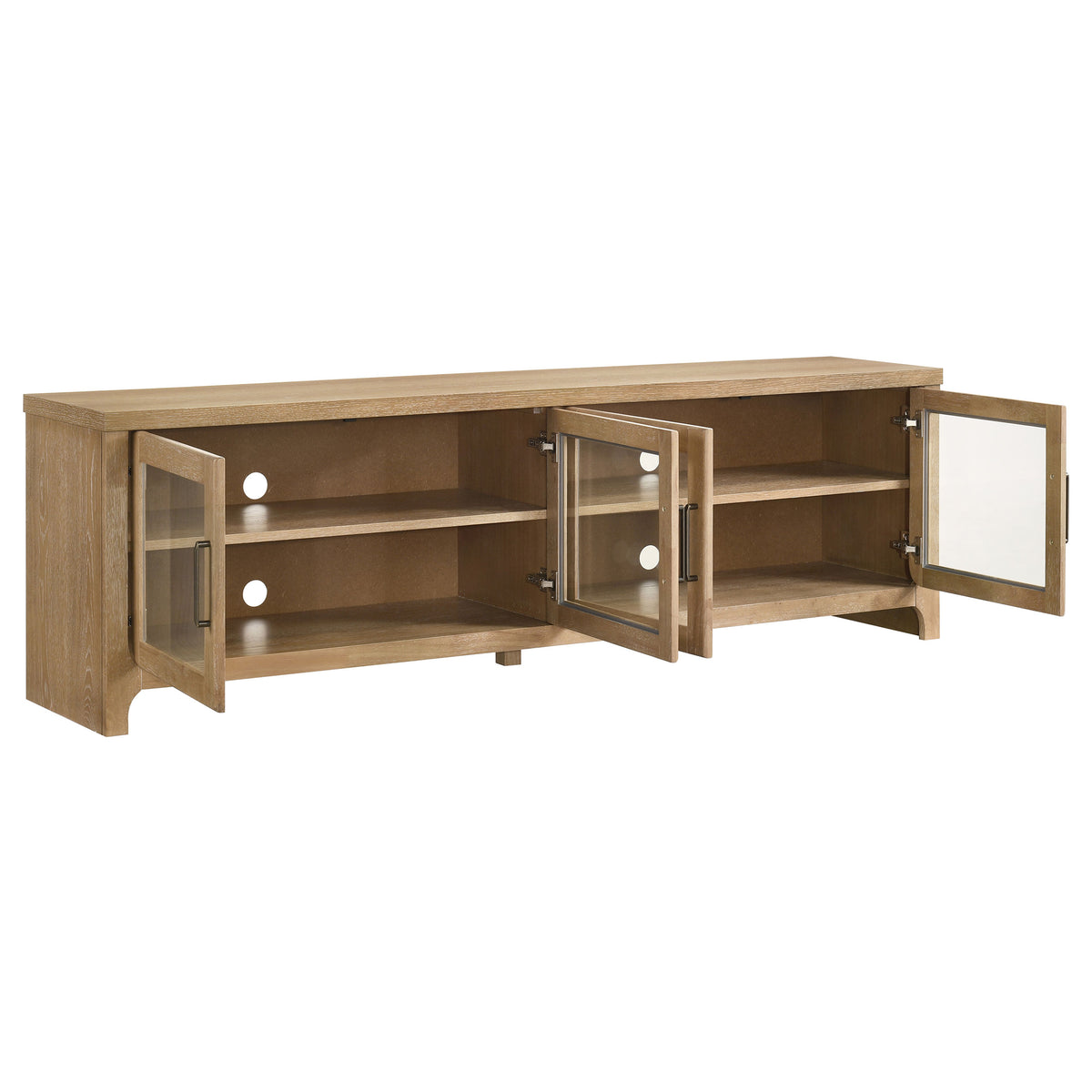 Brenham 79" TV Stand with Glass Doors - Washed Oak Media Console, Fits TVs up to 85" – view 3