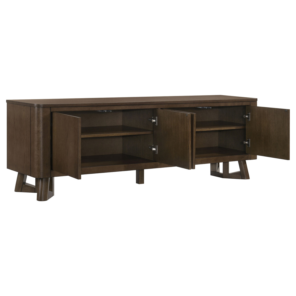 Trotter 71" TV Stand - 4-Door Media Console with Framed Panels & Interior Shelving in Brown – view 3