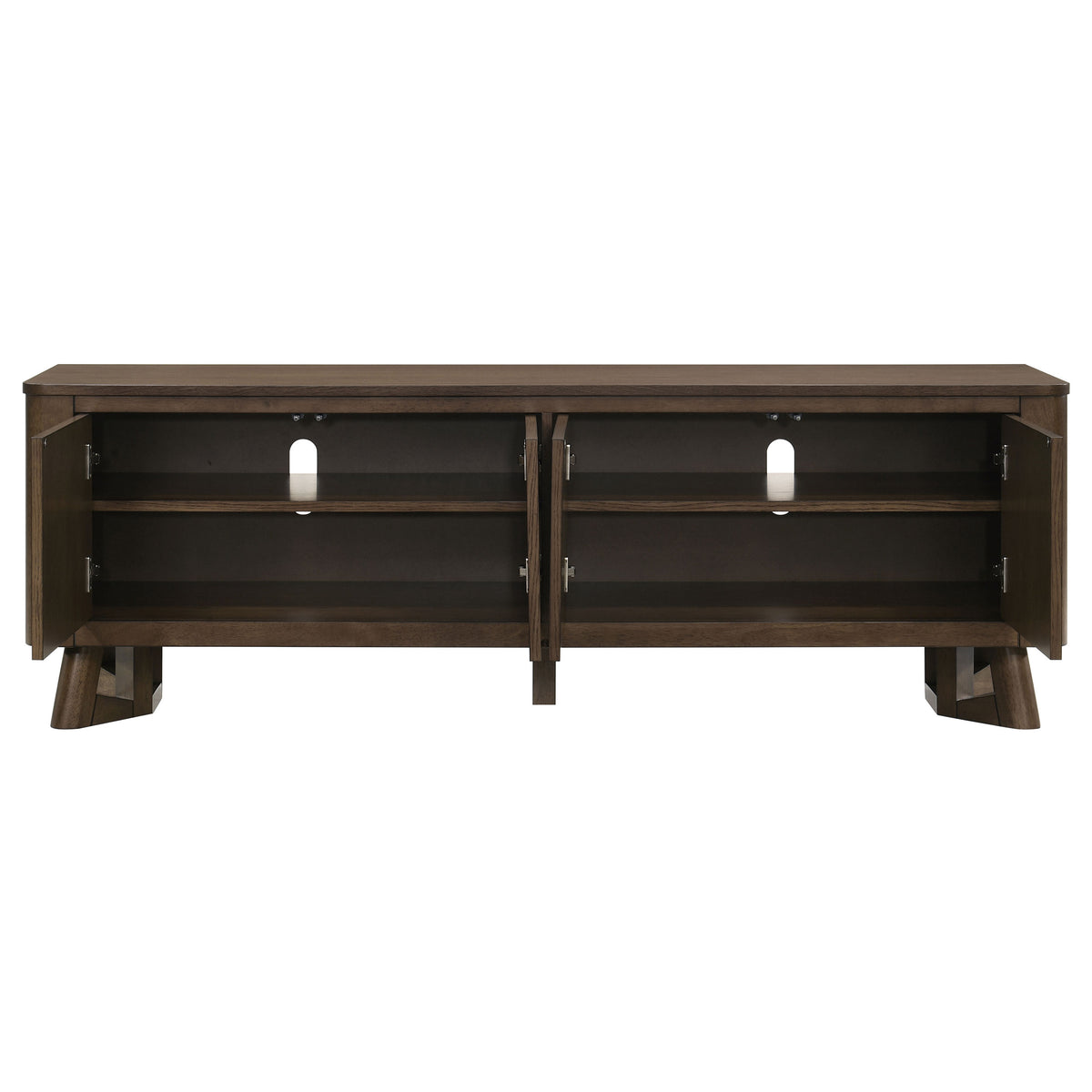 Trotter 71" TV Stand - 4-Door Media Console with Framed Panels & Interior Shelving in Brown – view 5