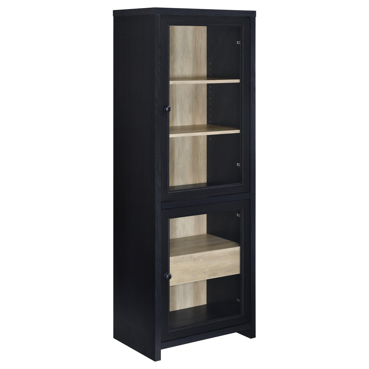 Denison 79" TV Stand & Entertainment Center with Media Towers - Glass Doors & Hidden Drawers in Black โ view 14