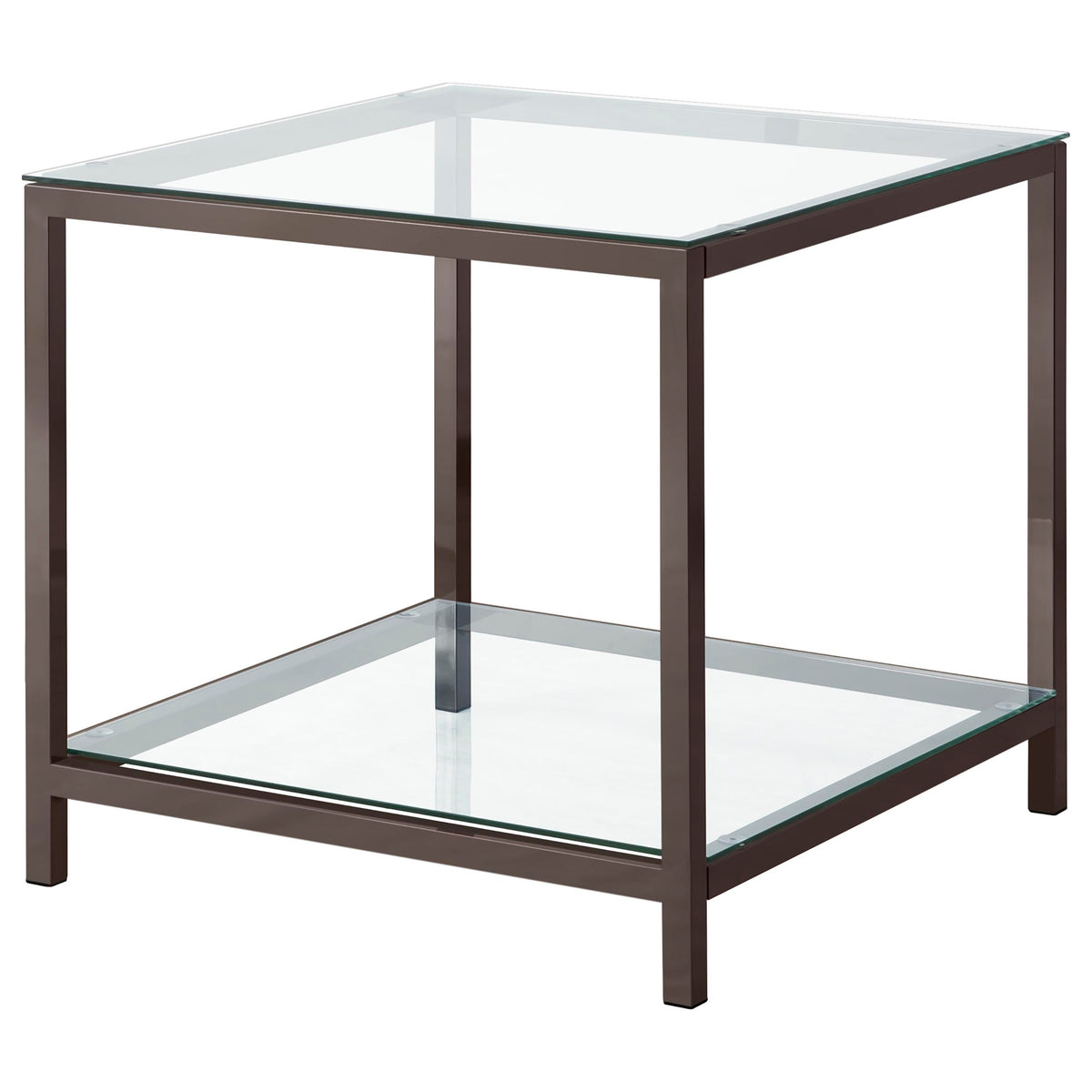 Trini Glass Top Coffee Table & End Table Sets - Black Nickel Open Frame with Lower Shelf – view 12