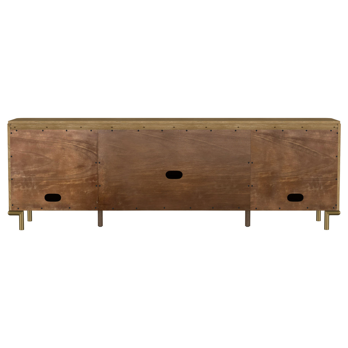 Arini 79" TV Stand - Sand Wash Media Console with Woven Cane Doors & Aged Brass Legs – view 8