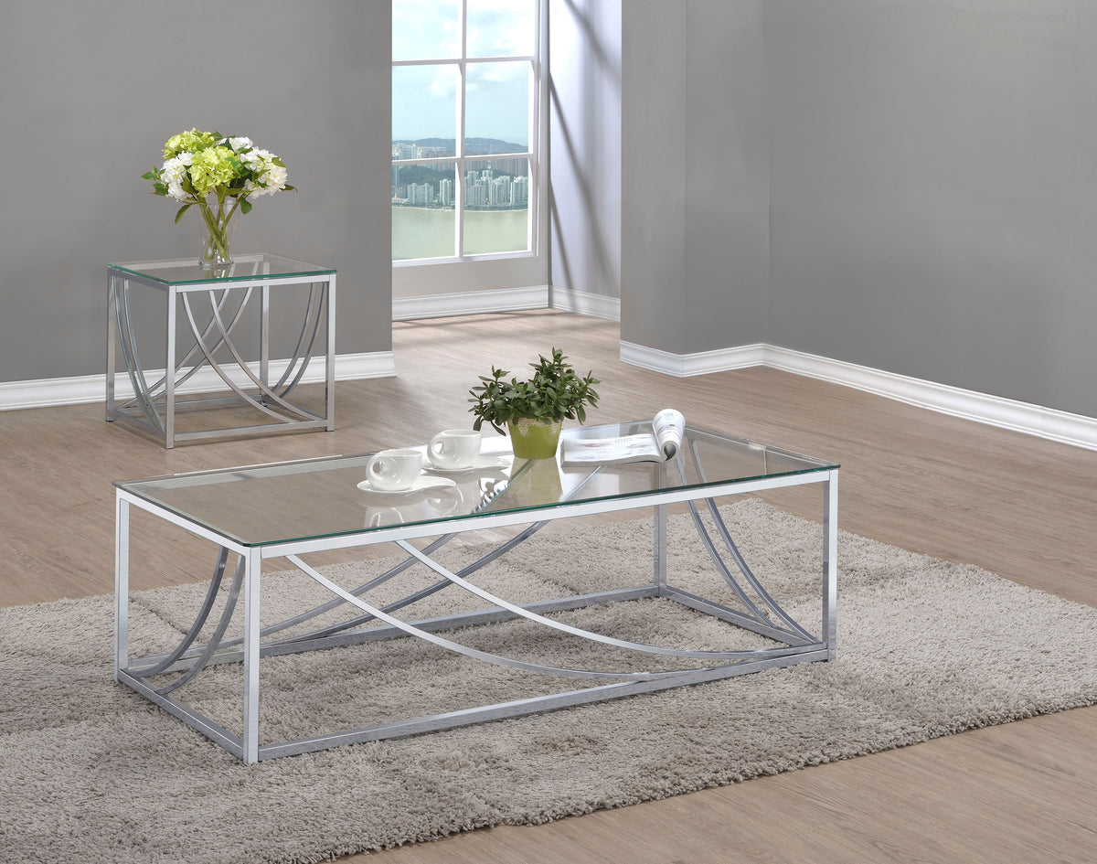 Lille Glass Top Coffee Table, End Table & Console - 2pcs- Coffee Table + End Table