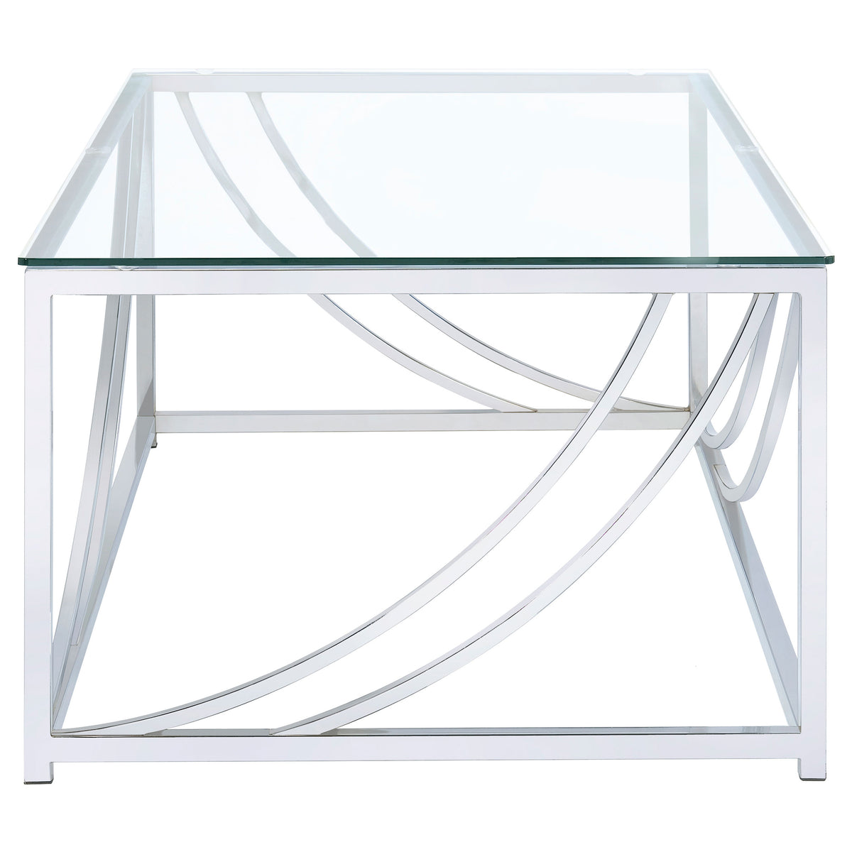 Lille Glass Top Coffee Table, End Table & Console - Curved Polished Chrome Frame, Contemporary Sets – view 8