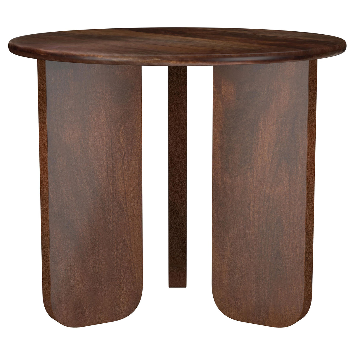 Dale Round Solid Mango Wood Coffee & End Tables - Mid-Century Angled Slab Legs in Brown – view 16