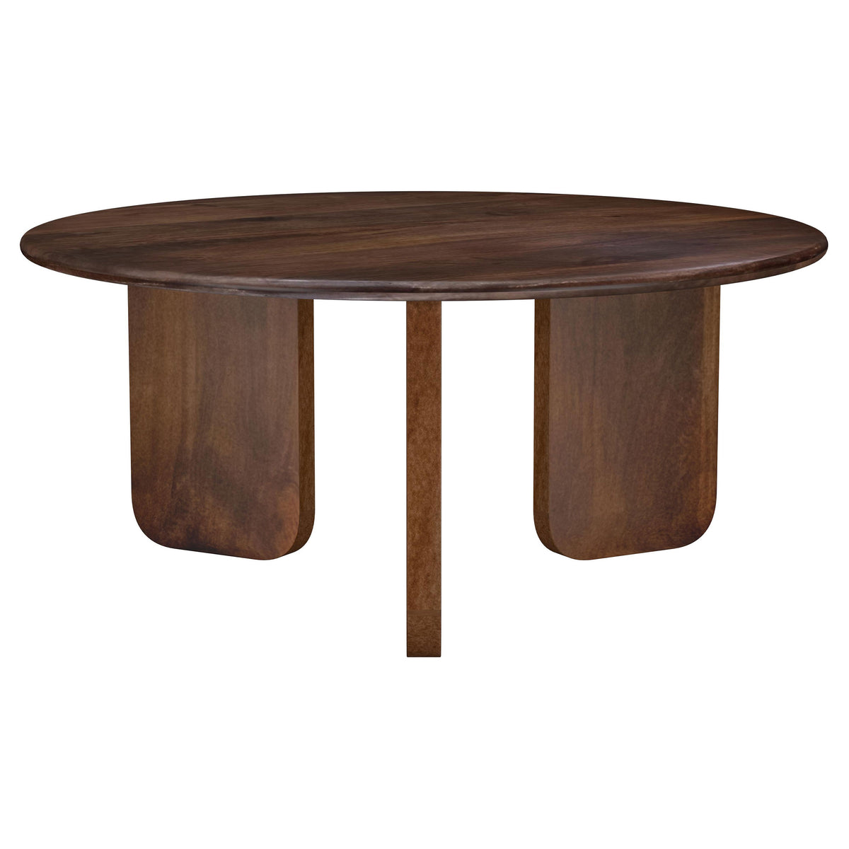 Dale Round Solid Mango Wood Coffee & End Tables - Mid-Century Angled Slab Legs in Brown – view 19