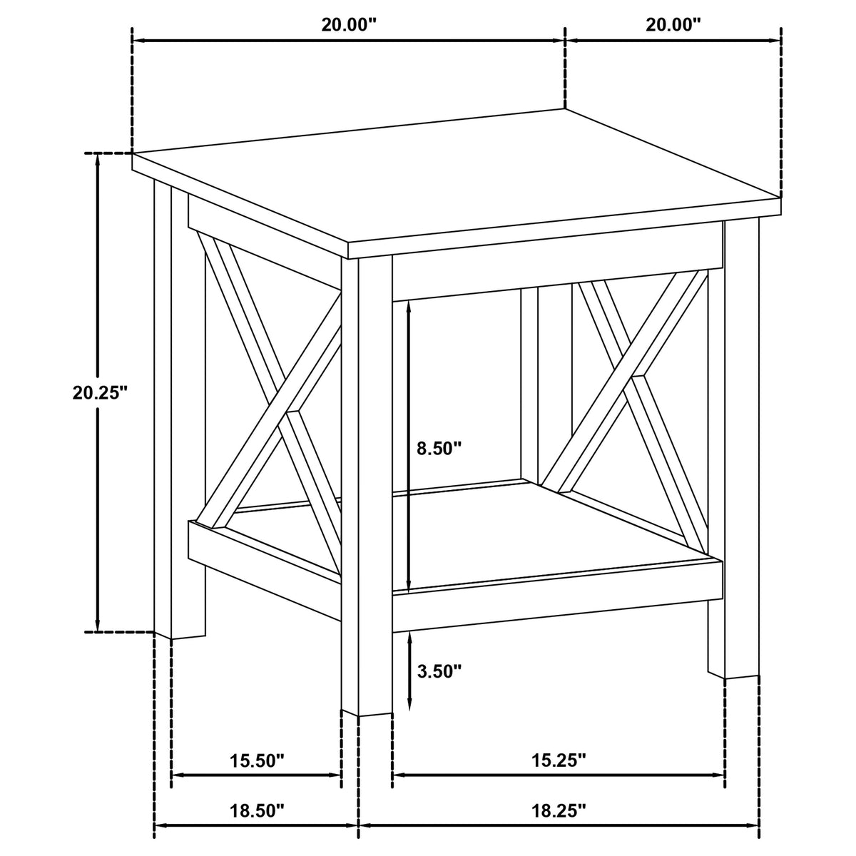 Skyview 44" Lift Top Coffee Table & End Table - X-Frame Farmhouse Design in White