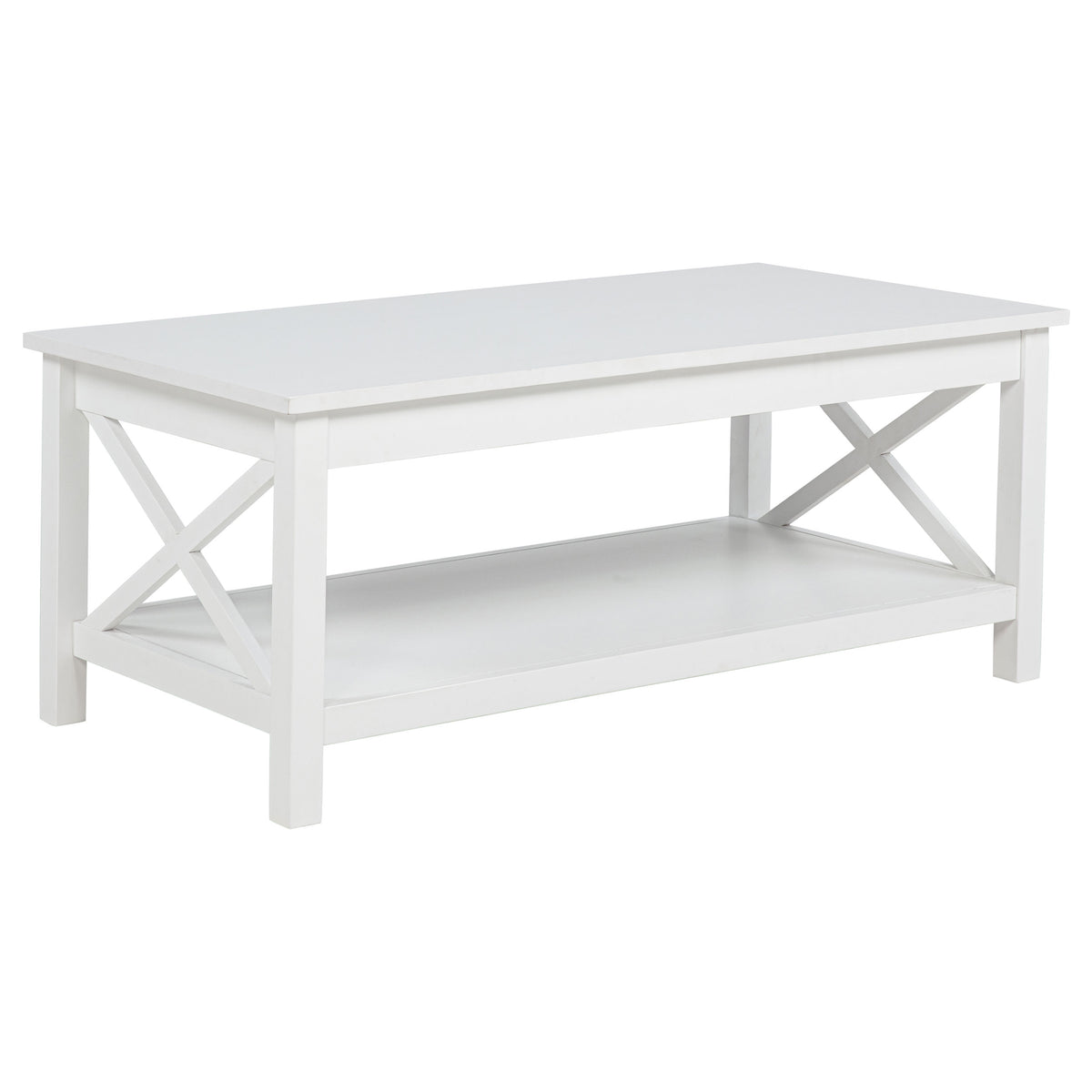 Skyview 44" Lift Top Coffee Table & End Table - X-Frame Farmhouse Design in White – view 9